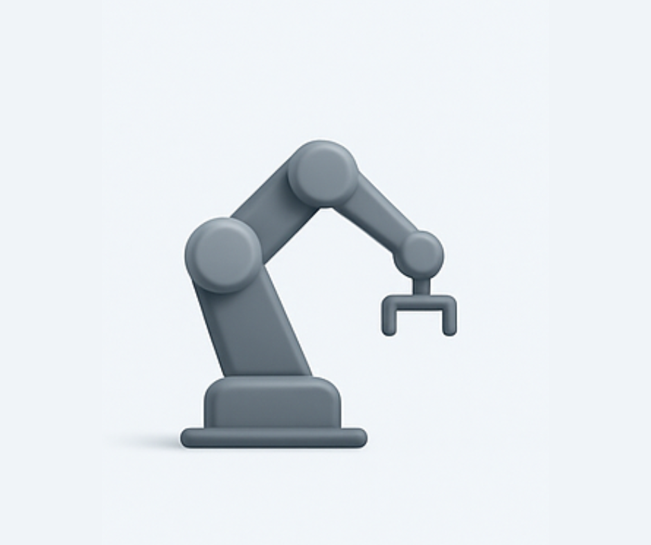 Grey industrial robot arm icon